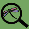 Travel Icon: Magnifying glass with dragonfly